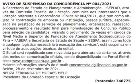 Concurso Fasepa Banca Em Defini O Veja