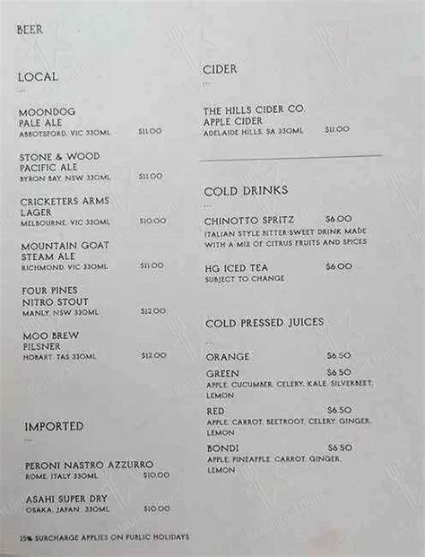 Menu At Higher Ground Cafe Melbourne