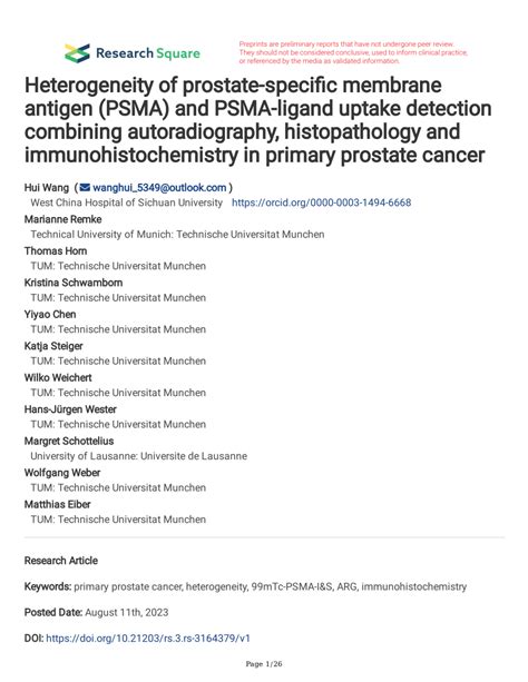 Pdf Heterogeneity Of Prostate Specific Membrane Antigen Psma And