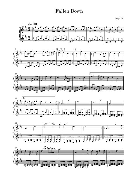 Fallen Down Reprise Toby Fox Piano Solo Sheet Music For Piano Solo