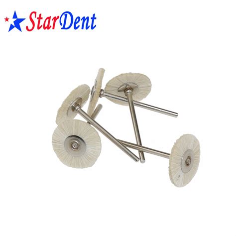 Dental Laboratory Polishing Tool White Wool Wheel With Handle Flat