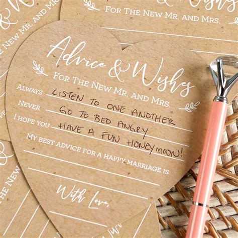 Wedding Advice Card Heart Shape Set Of 50 Kate Aspen