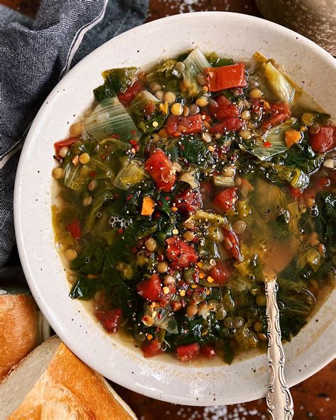 Lentil & Escarole Soup | Escarole soup, Stuffed peppers, Fire roasted tomatoes