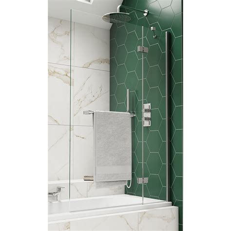 Kudos Inspire 2 Panel Outward Swinging 8mm Bath Screen With Towel Rail