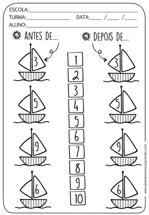 ATIVIDADE PRONTA NUMERAIS ANTES E DEPOIS Atividades Para Baixar