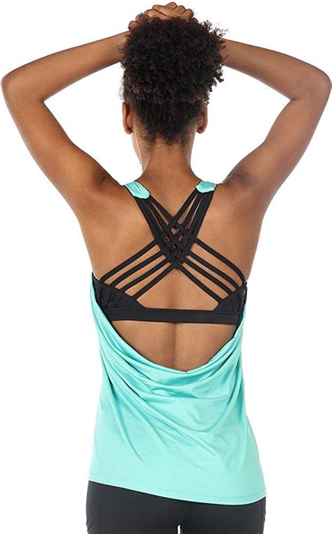 Icyzone Yoga Tops Workouts Clothes Activewear Built In Bra Tank Tops