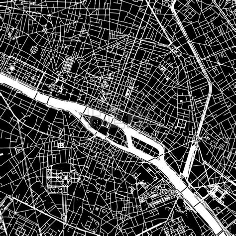 Paris France Downtown Vector Map Art Print Pattern White Streets