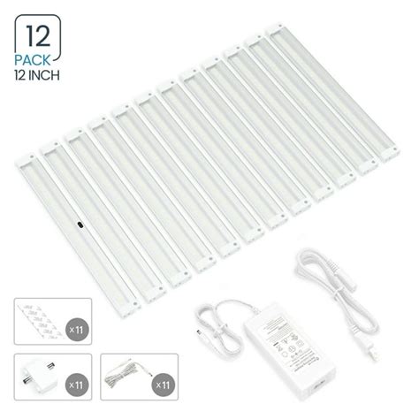 Eshine White Finish 12 Panels 12 Inch Led Dimmable Under Cabinet Lighting Kit Hand Wave