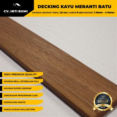 Jual Lantai Kayu Decking Meranti Batu Batangan Tebal Cm Lebar Cm