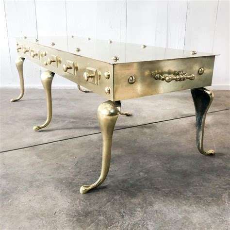 Brass Footman Coffee Table Queen Anne Style Circa 1960s At 1stdibs