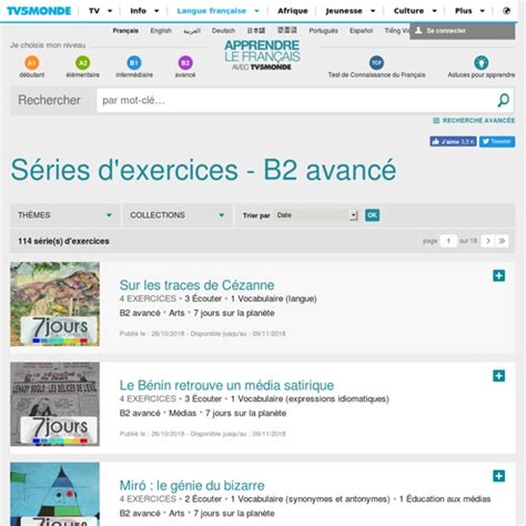 Apprendre le français FLE niveau avancé B2 gratuit TV5MONDE