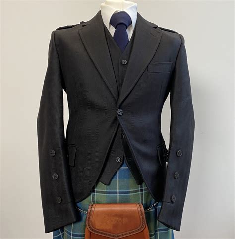 Tweed Kilt Jacket Waistcoat Clunie Black Artisans Of Scotland