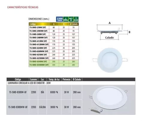 Artefacto Led Redondo W Para Embutir Color Blanco Alum En Venta En