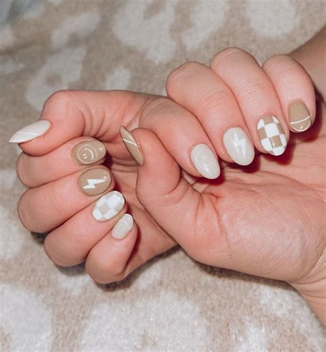 Aesthetic Retro Nail Designs For A Spring Mani Neutral Mix N Match