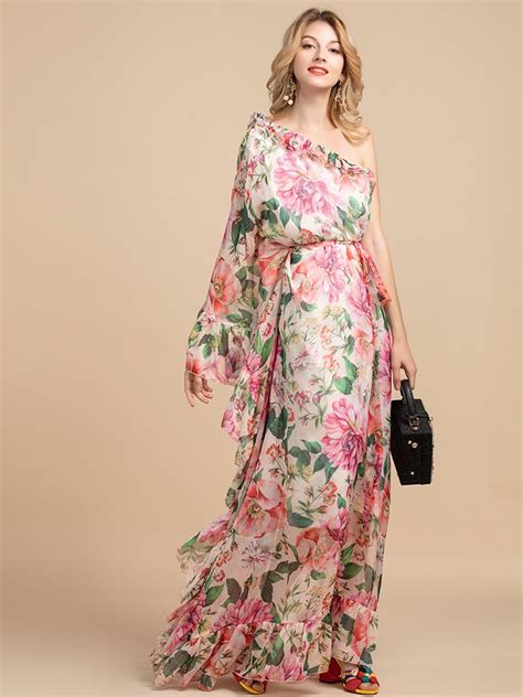 Summer Holiday Party Boho Maxi Dress Womens Off Shoulder Chiffon