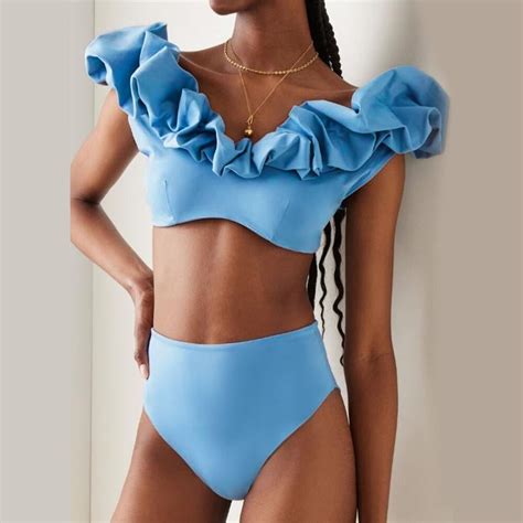 Traje de baño Vintage para mujer conjunto liso de 2 piezas Bikini de