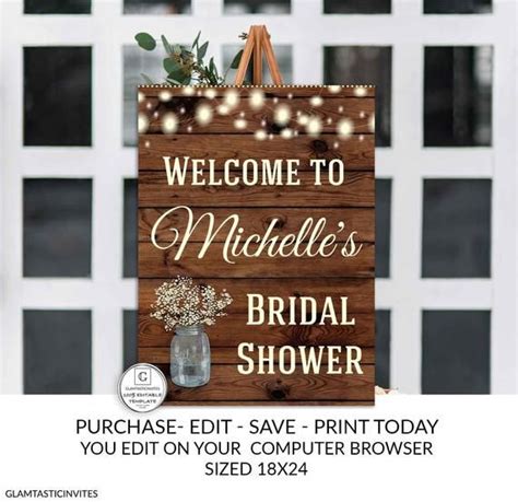 Personalizable Bridal Shower Welcome Sign Editable Printable Welcome