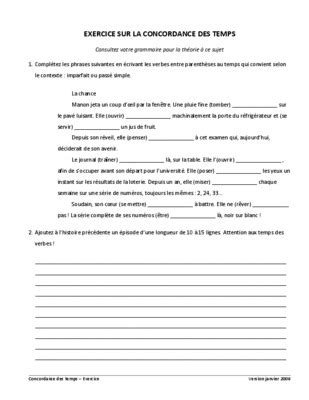 Exercices Anglais Concordance Des Temps Et Correction Pdf Notice