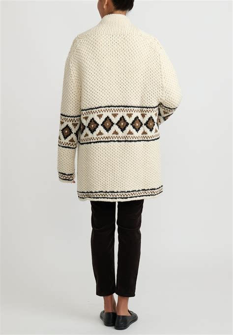 Wommelsdorff Hand Knit Cashmere Pat Cardigan In Off White Santa Fe