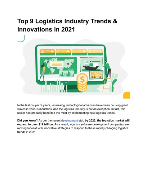 PPT Top 9 Logistics Industry Trends Innovations In 2021 PowerPoint