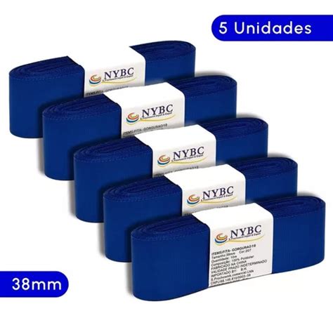 Cinta grogrén en rollo NYBC Fita Para Laço De Gorgurão Azul Royal liso