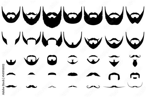 Set Of Isolated Vector Facial Hair Styles On White Background Beards