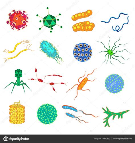 Conjunto Colorido De Bacterias Y Gérmenes Microorganismos Que Causan