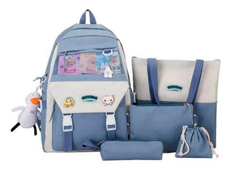 Set Mochila Bolsas Escolar Estudiante Lapicera Tote Lona Kit Set