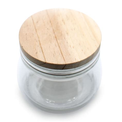 Wholesale 250ml Glass Jar With Plain Wood Lid Ancient Wisdom Tware Supplier