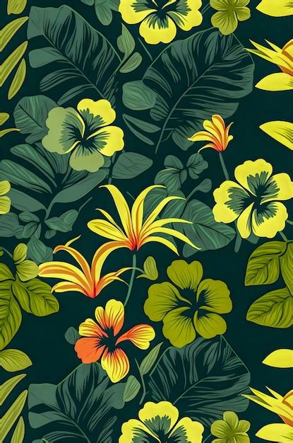 Premium Photo Jungle Floral Pattern Colorful Illustration