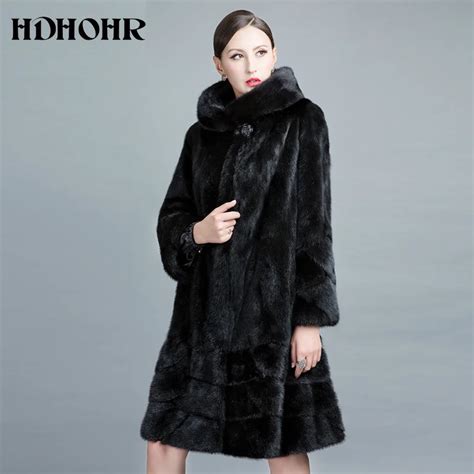 Quality 2023 High Natural Mink Fur Coats Women Long With Hood Genuine Fur Parkas Thick Warm