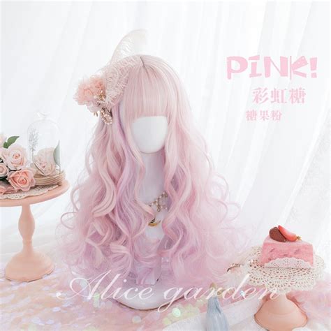 Candy Pink Wig Light Pink Wig Rainbow Candy Wig Pastel Etsy