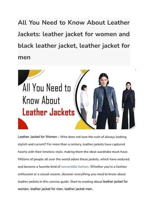 Ppt All You Need To Know About Leather Jackets Leather Jacket For Women And Black Leather