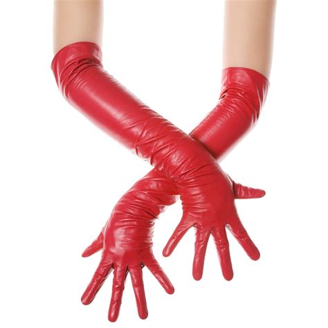 Long Red Leather Gloves - Etsy