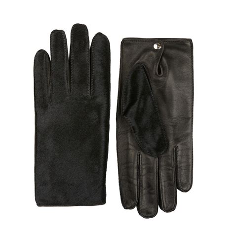 Black Gloves Leather Luxury Mens Gloves Peccary Lambskin French