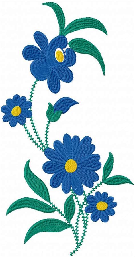 Dark Blue Flowers Free Embroidery Design Dark Blue Flowers Machine