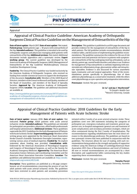 Pdf Appraisal Of Clinical Practice Guideline 2018 Guidelines For The