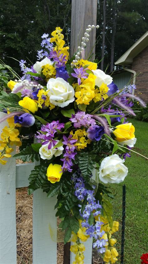 Mausoleum Cemetery Vase In Spring And Summer Colors Funeral Flowers