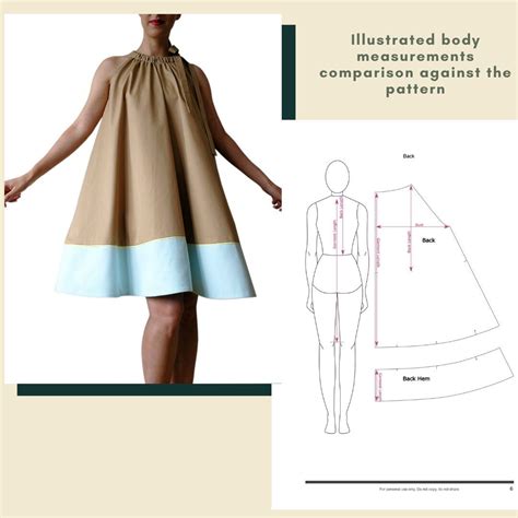 Halter Neck Color Block Tent Dress Pdf Sewing Pattern Sizes Eu Uk