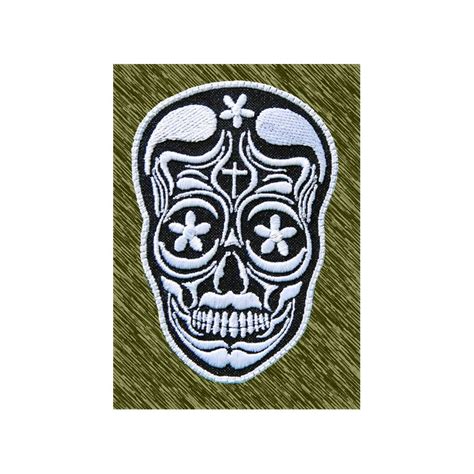 Parche Bordado Calavera Mexicana Blanca Custom