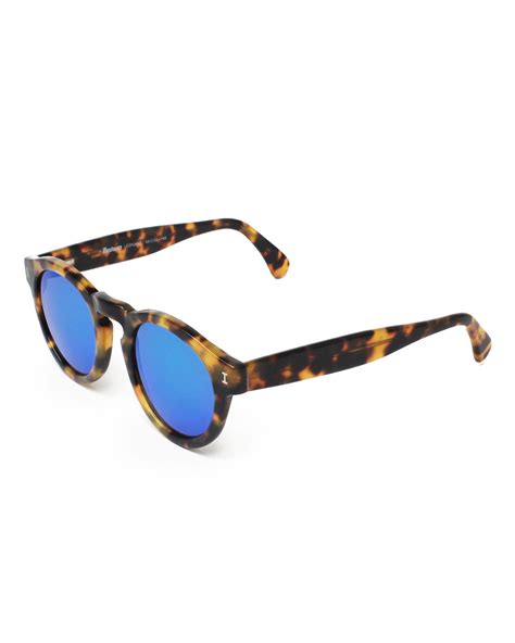 Illesteva Leonard Round Acetate Sunglasses Round Mirrored Sunglasses