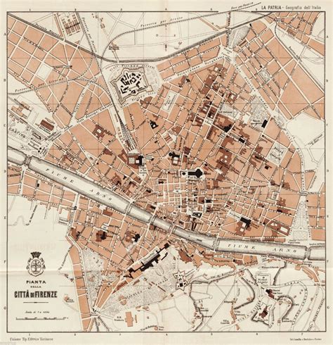 Pianta Di Firenze Grande Carta Topografica Geografica Stampa Antica Del