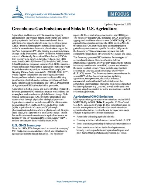 Greenhouse Gas Emissions And Sinks In Us Agriculture Ourenergypolicy