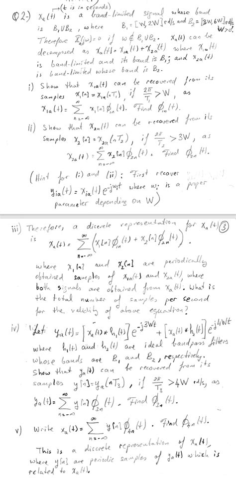 Solved Q2 Xa T Is A Band Limited Signal Whose Band Is Chegg