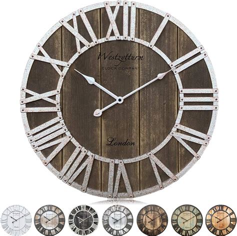 Westzytturm Large Wall Clock Wooden Frame 3D Roman Numeral Metal