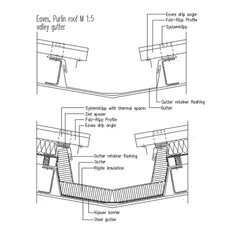 Valley Gutter Section Cad Drawing Download Dwg File Cadbull