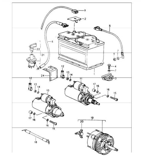 Battery Starter Generator 964 1989 94 Porsche Parts Diagrams Design 911