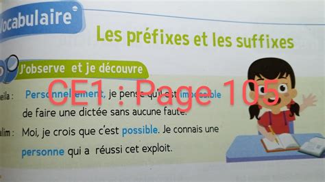 CE1 Vocabulaire Les préfixes et les suffixes Page 105 Le trésor