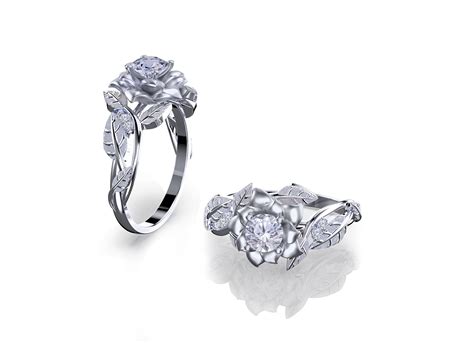 Nyia Natural Diamond Platinum Flower Engagement Ring