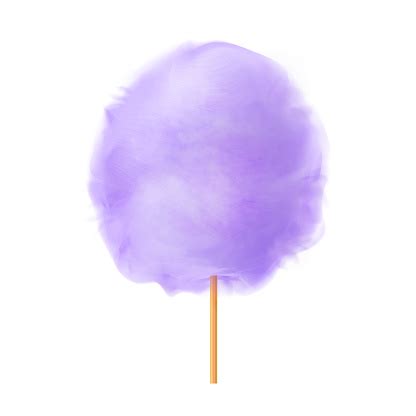 Cotton Candy Realistic Purple Cotton Candy On Wooden Stick Summer Tasty ...